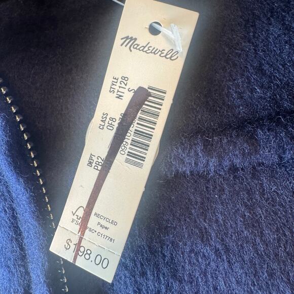 Madewell Double-Faced Rounded-Sleeve Jacket Long Sleeve True Midnight Size S NWT - Picture 10 of 12